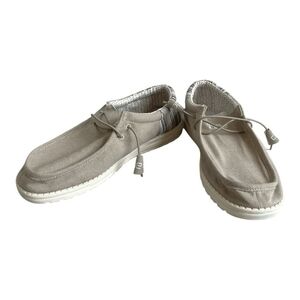 Hey Dude Wally Stretch Canvas Light Grey Casual Shoes Moccasins Men’s Size 11